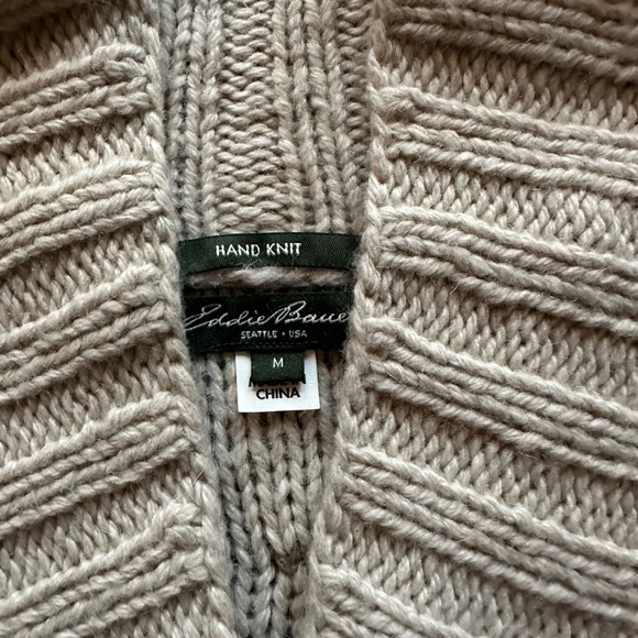 Eddie Bauer Hand Knitted Cardigan, Medium, Beige Cream Tan - Picture 3 of 3